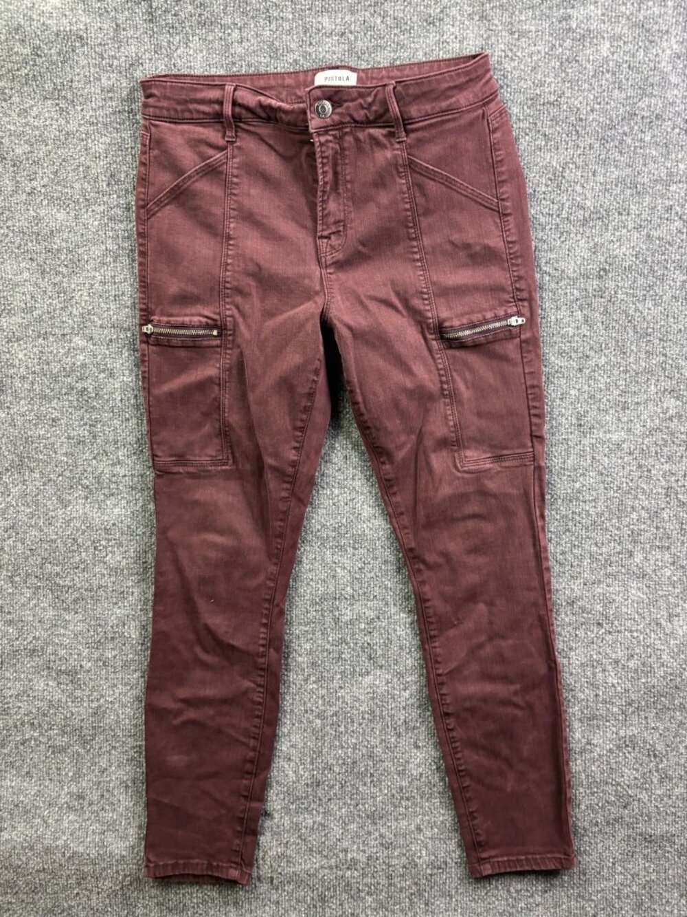 Pistola Skinny Jeans Womens 29 Red Dark Wash Mid Rise Cargo Stretch 29x28